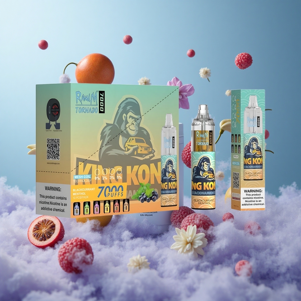 RandM Fumot Tornado 7000 Puffs Blackcurrant Menthol Mesh Coil Type-C RGB Air-Adjustable