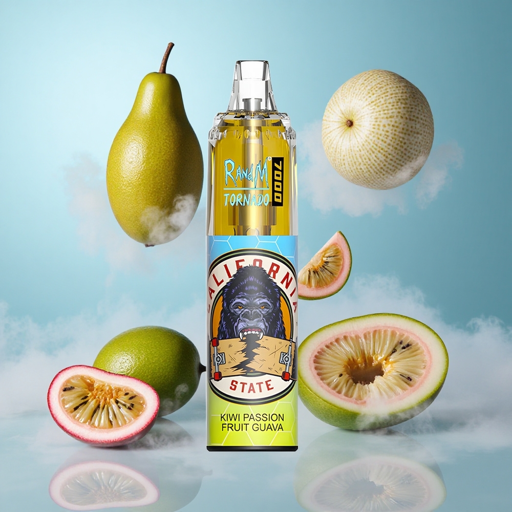 RandM Fumot Tornado 7000 Puffs Kiwi Passion Fruit Guava 14ML Mesh Coil Type-C RGB Air-Adjustable