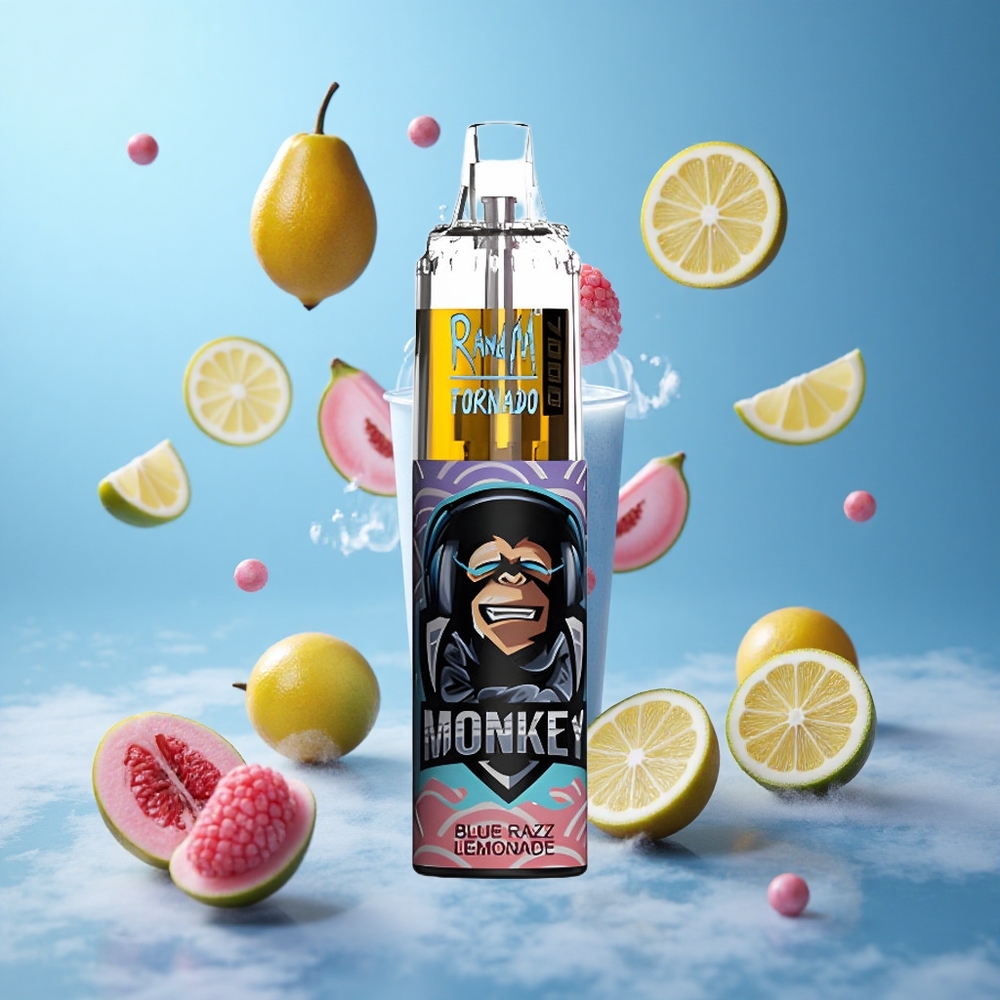 RandM Fumot Tornado 7000 Puffs Mesh 14ML Blue Razz Lemonade Air-Adjustable RGB