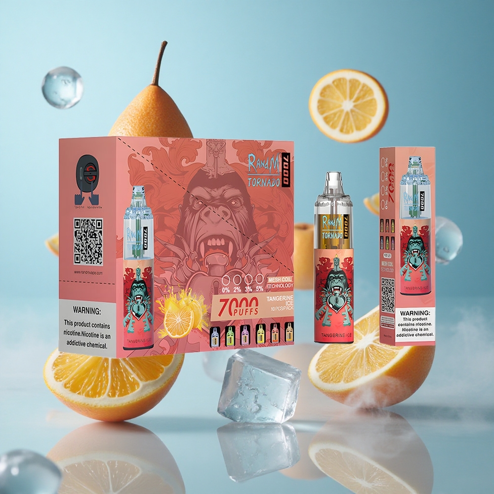 RandM Fumot Tornado 7000 Puffs Mesh Coil Type-C RGB Air-Adjustable Tangerine Ice