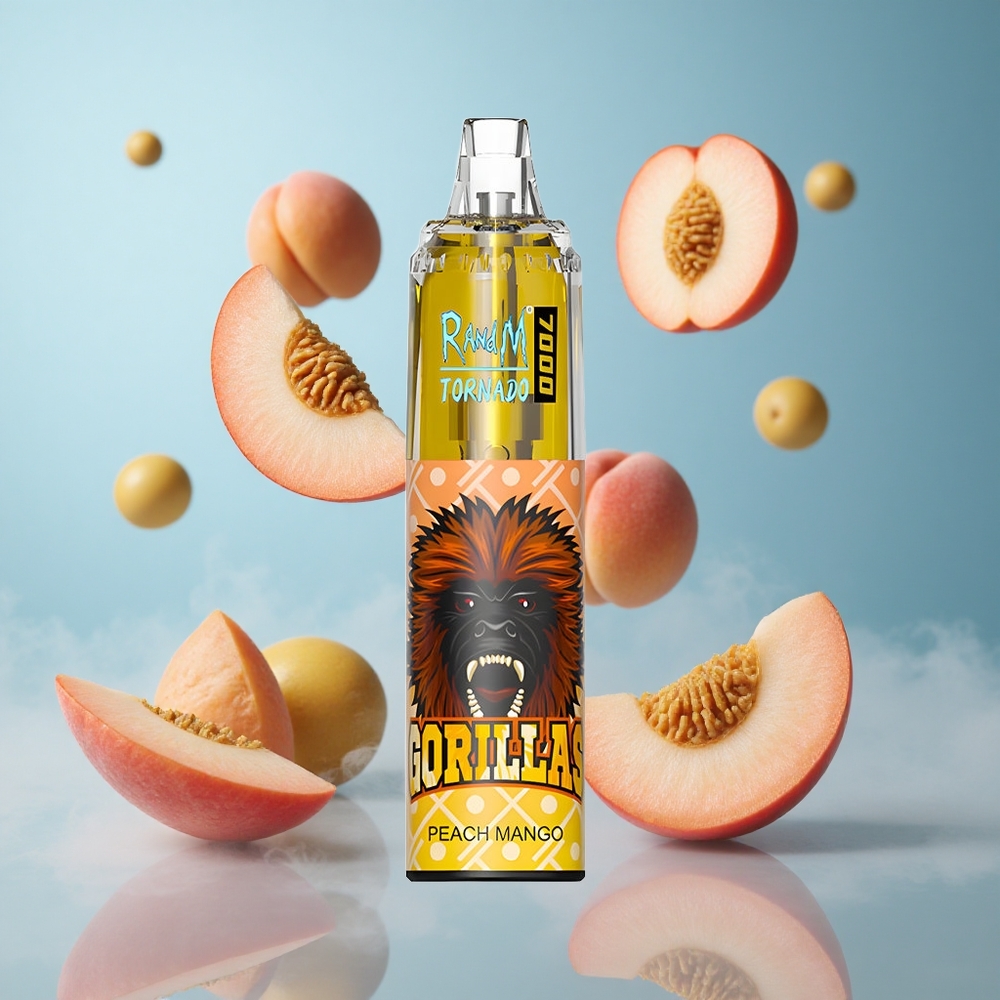RandM Fumot Tornado 7000 Puffs Peach Mango 14ML Mesh Air-Adjustable Type-C RGB