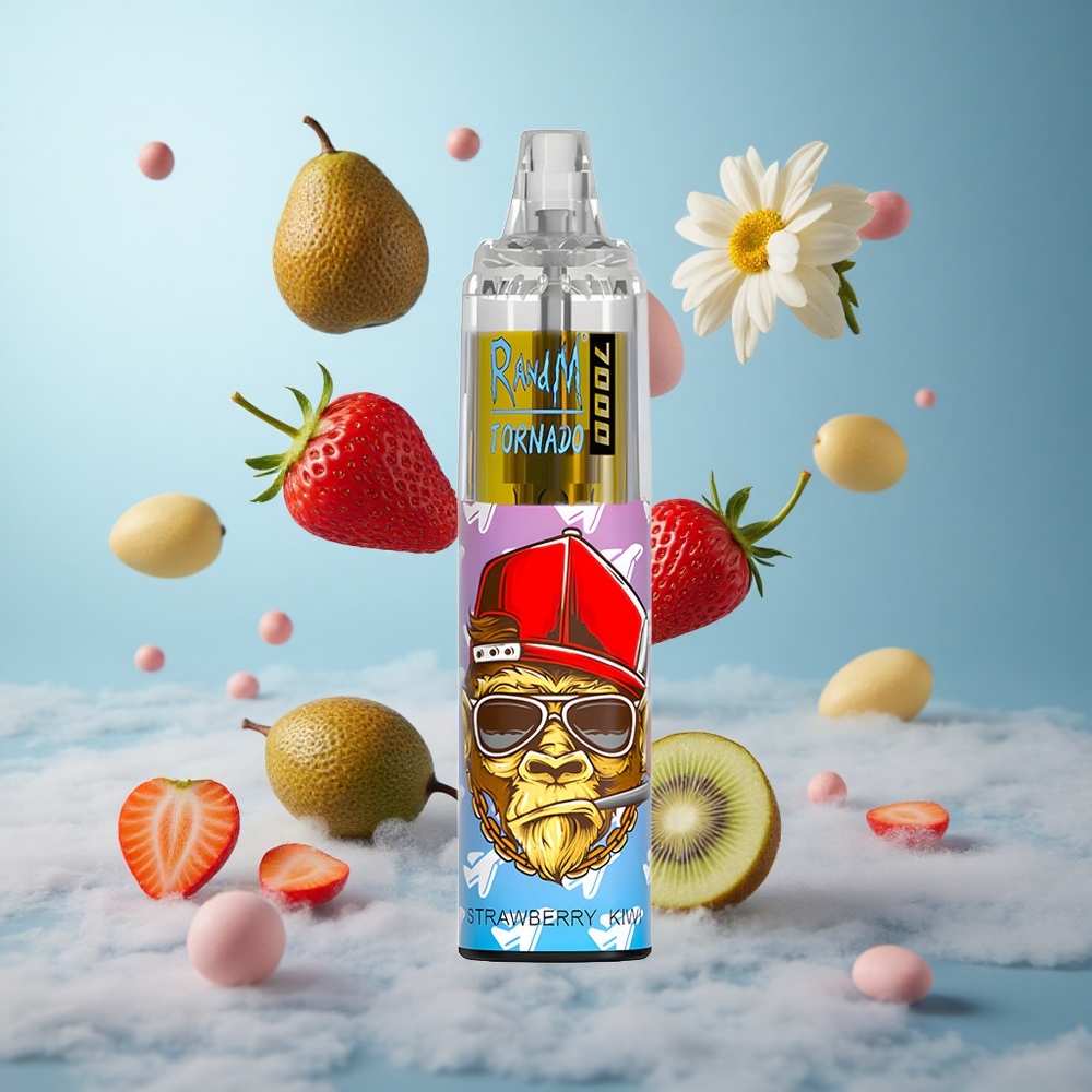 RandM Fumot Tornado 7000 Puffs Strawberry Kiwi Mesh Coil Air-Adjustable Type-C RGB