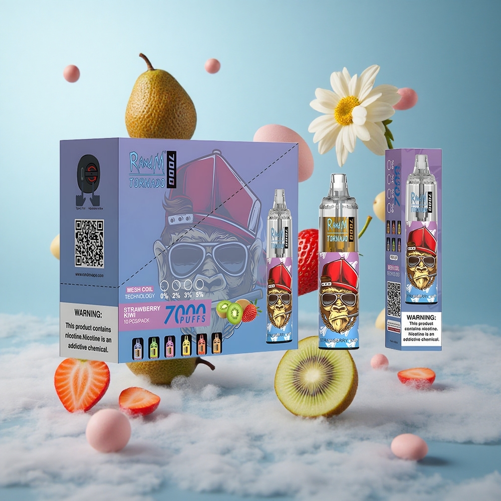 RandM Fumot Tornado 7000 Puffs Strawberry Kiwi Mesh Coil Air-Adjustable Type-C RGB