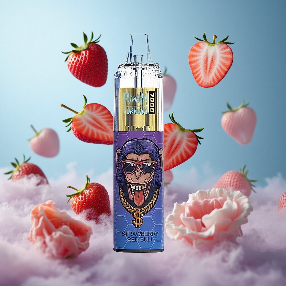 RandM Fumot Tornado 7000 Puffs Strawberry Red Bull 14ML Mesh Coil Air-Adjustable