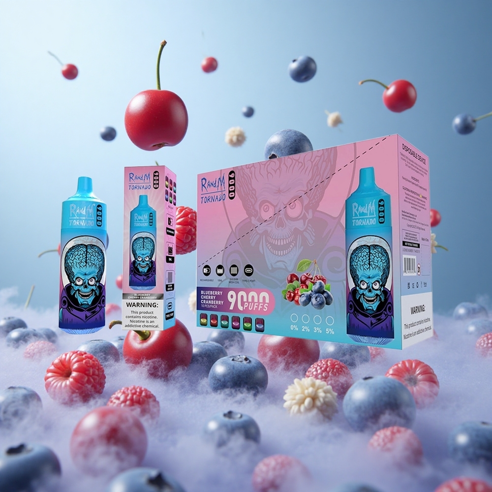 RandM Fumot Tornado 9000 Blueberry Cherry Cranberry 850mAh 18mL Mesh RGB 54 Flavors