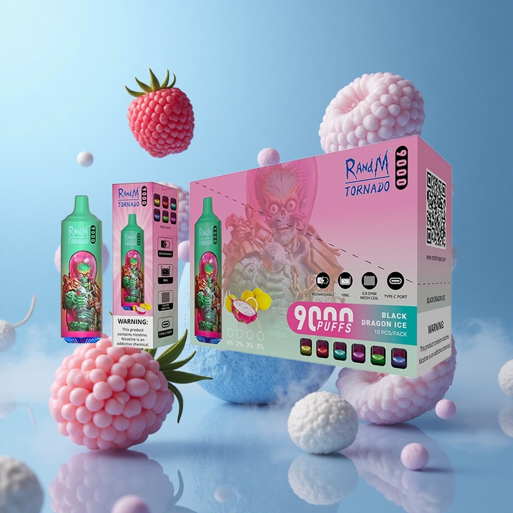 RandM Fumot Tornado 9000 Puffs Blue Razz Kush 850mAh 18mL Mesh RGB 54 Flavors