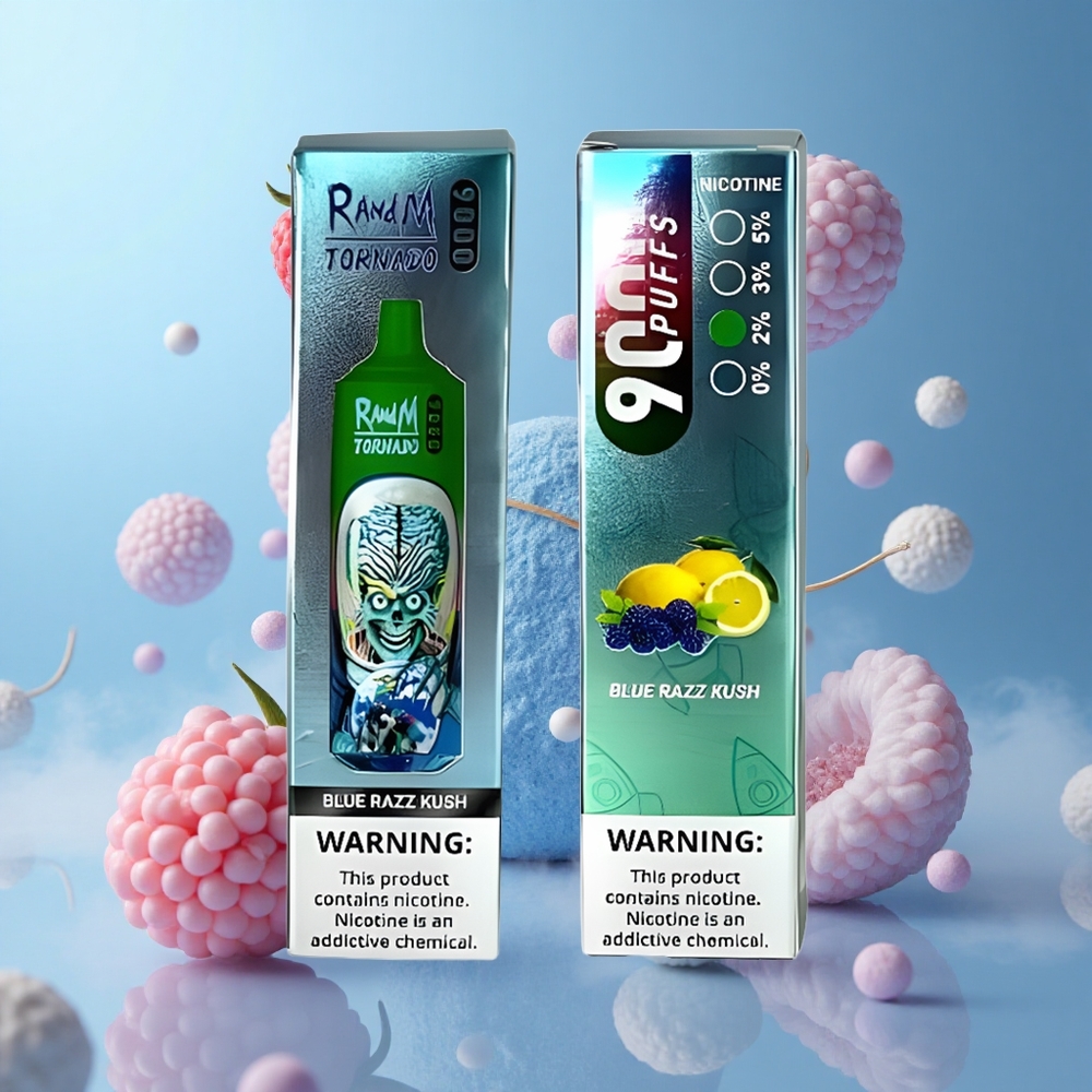 RandM Fumot Tornado 9000 Puffs Blue Razz Kush 850mAh 18mL Mesh RGB 54 Flavors