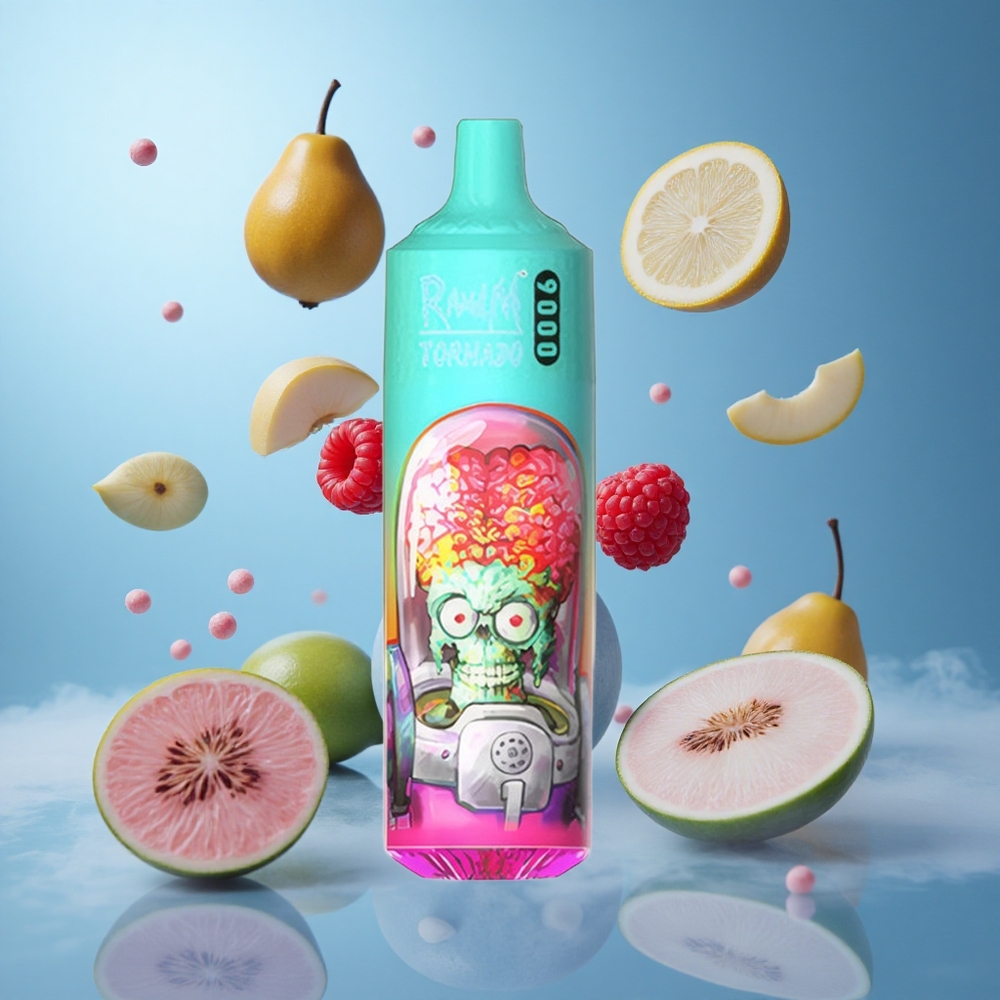 RandM Fumot Tornado 9000 Puffs Blue Sour Raspberry 850mAh 18mL Mesh RGB 54 Flavors