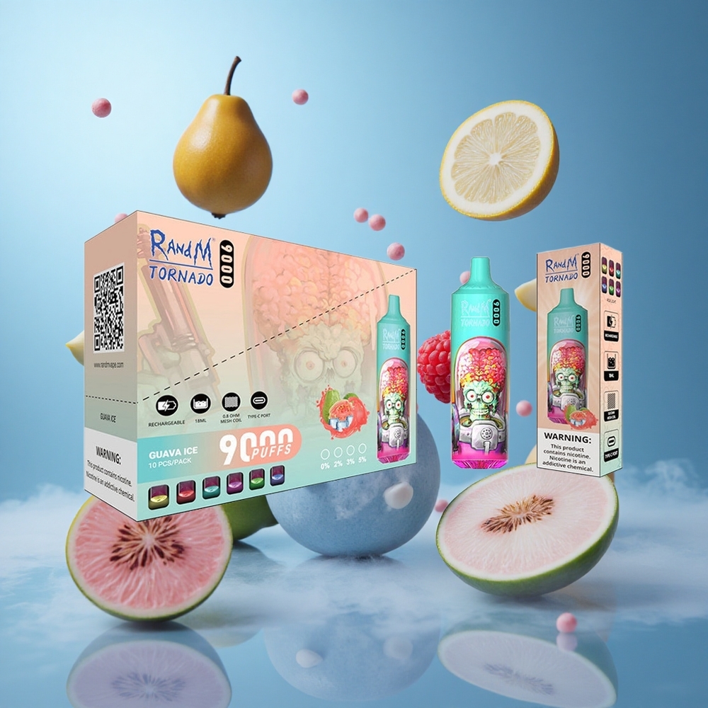 RandM Fumot Tornado 9000 Puffs Blue Sour Raspberry 850mAh 18mL Mesh RGB 54 Flavors