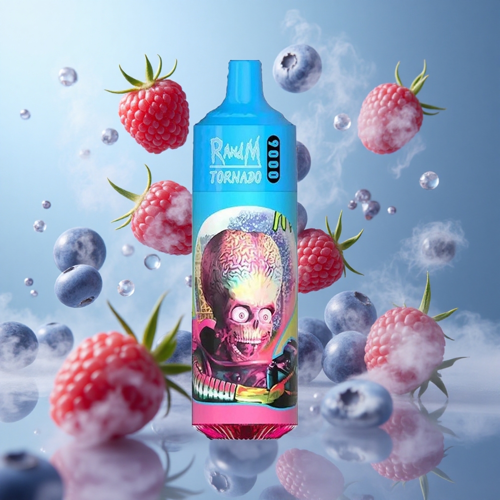 RandM Fumot Tornado 9000 Puffs Blueberry Sour Raspberry 850mAh 18mL Mesh RGB