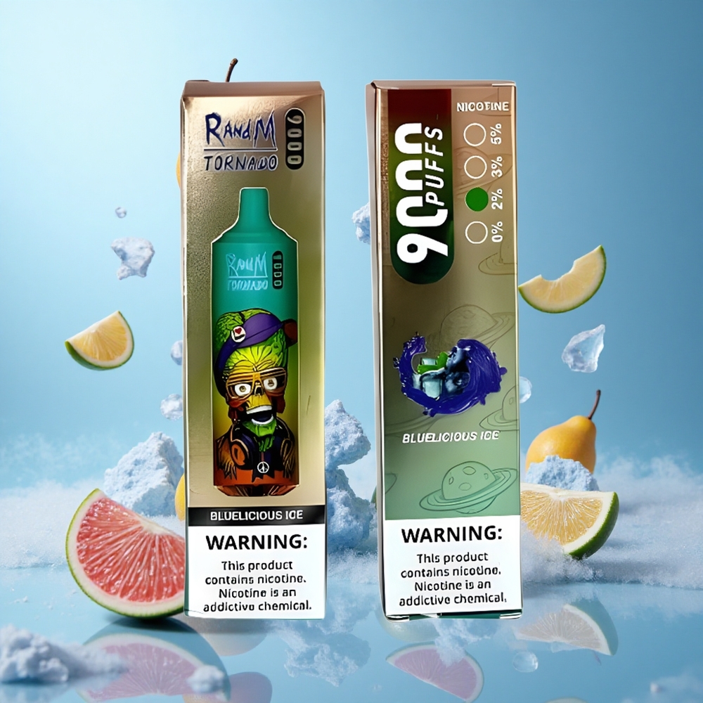 RandM Fumot Tornado 9000 Puffs Bluelicious Ice 850mAh 18mL Mesh RGB 54 Flavors