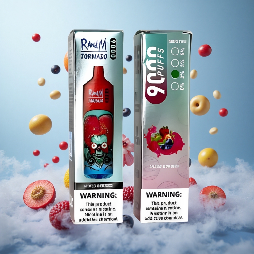 RandM Fumot Tornado 9000 Puffs Mixed Berries 850mAh 18mL Mesh Coil RGB Display 54 Flavors
