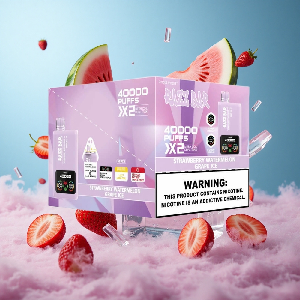 Razz Bar 40000 Puffs Disposable Vape Strawberry Watermelon Grape Ice 650mAh Type-C 2%/5% Nicotine