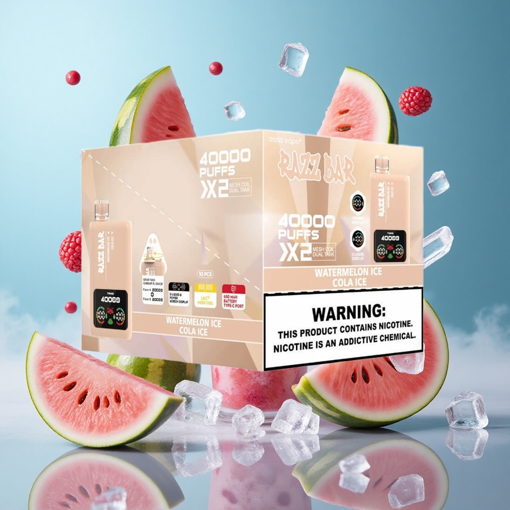 Razz Bar 40000 Puffs Disposable Vape Watermelon Ice Cola Ice Power Screen Display Type-C Port