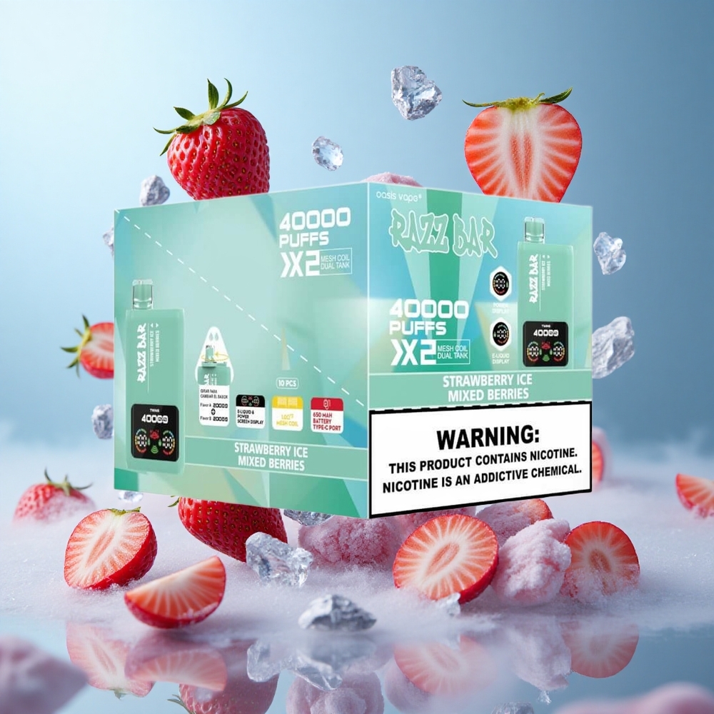 Razz Bar 40000 Puffs Mesh Coil Strawberry Ice Mixed Berries Disposable Vape
