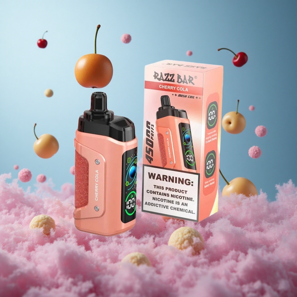 Razz Bar 45000 Puffs Cherry Cola Disposable Vape Mesh Coil Adjustable Airflow Type-C