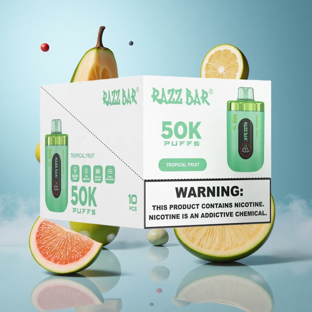 Razz Bar 50K 50000 Puffs Tropical Fruit Disposable Vape 650mAh Type-C 2% Nicotine