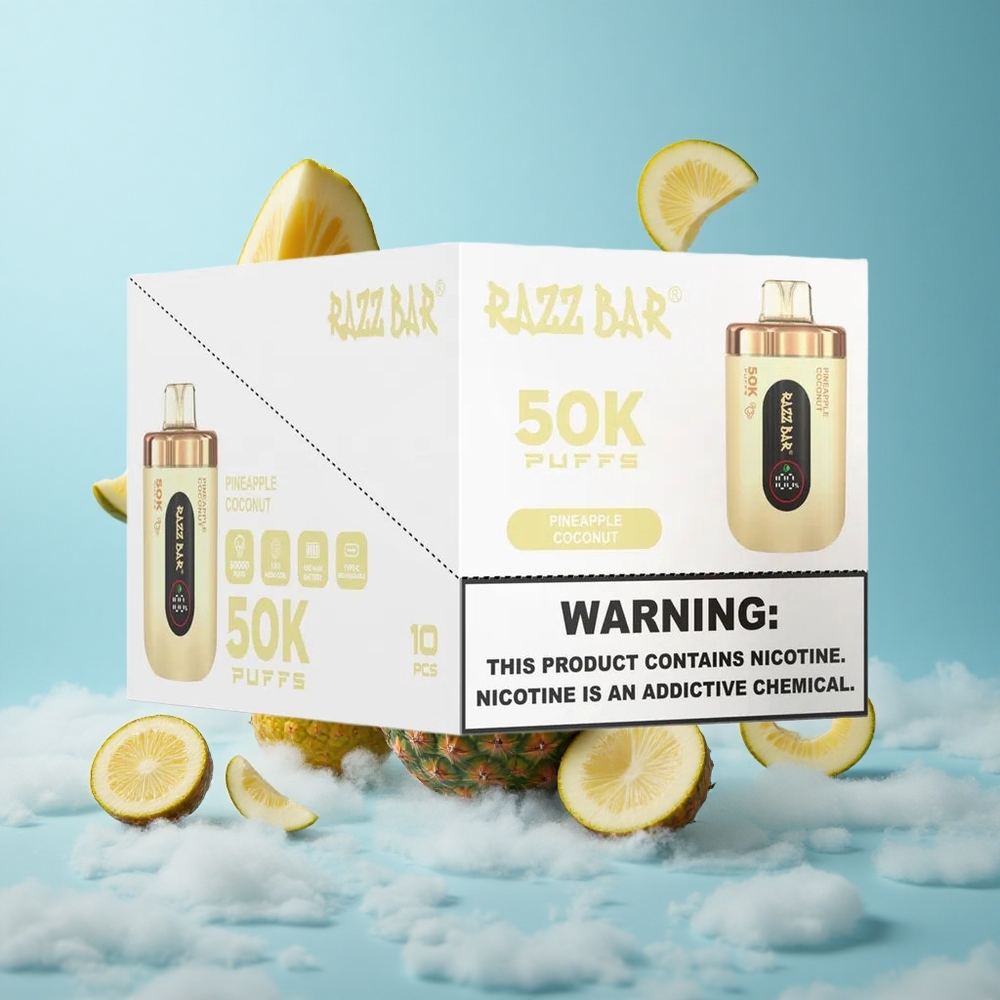 Razz Bar 50K Puffs 1.0 Ohm Mesh 650mAh Disposable Vape Pineapple Coconut