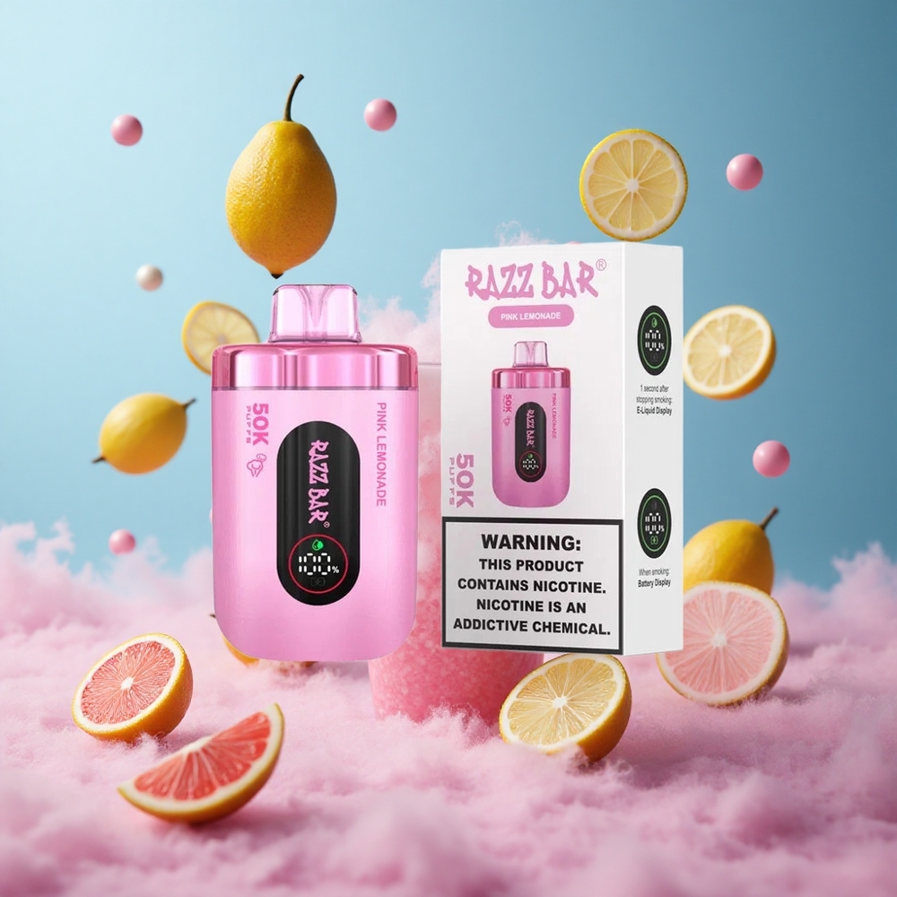 Razz Bar 50K Puffs Pink Lemonade Disposable Vape 1.0 Ohm Mesh 650mAh Type-C 2% Nic