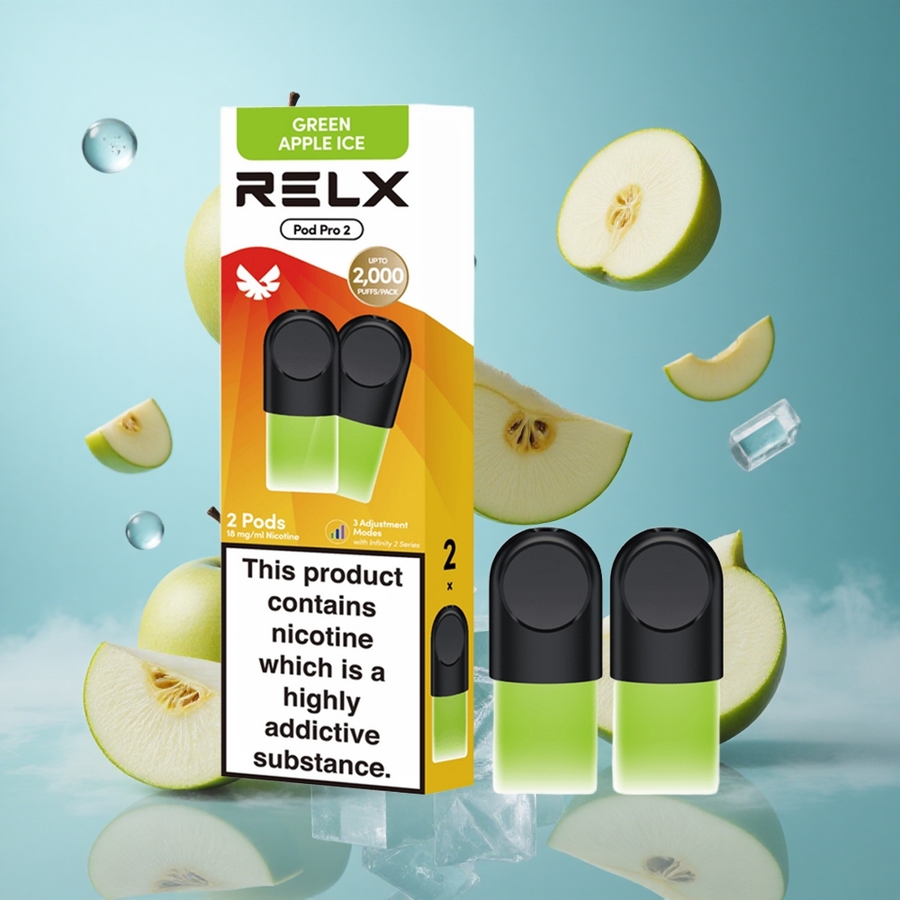 Relx Pod Pro 2 Dual Green Apple Ice 1.8% Nicotine 600 Puffs 1.9ml