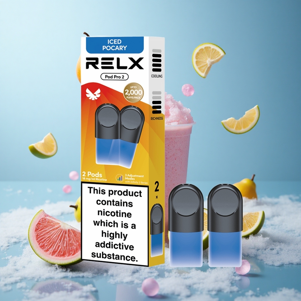 Relx Pod Pro 2 Dual-Pod Beverage-Iced Pocary 1.8% Nicotine 600 Puffs 1.9ml