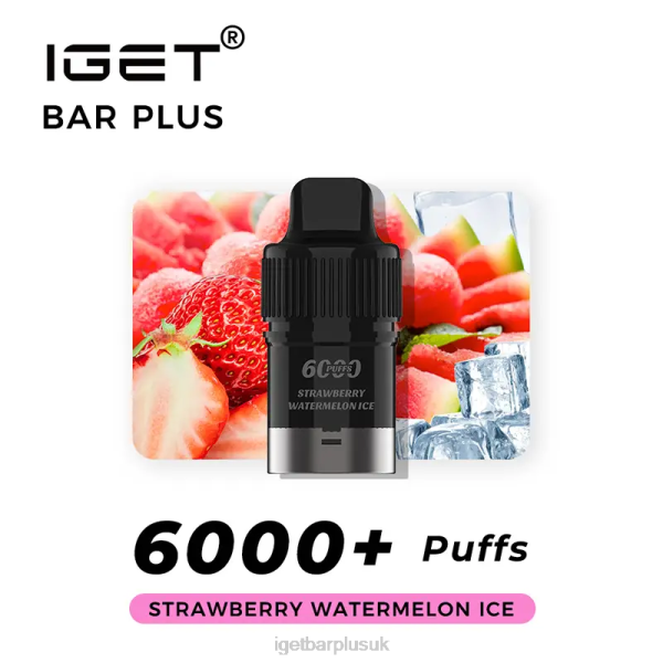 IGET Bar London | Nicotine Free IGET Bar Plus Pod 6000 Puffs Strawberry Watermelon Ice