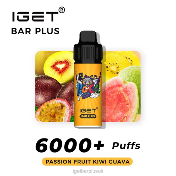 IGET Bar Vape UK | Nicotine Free IGET Bar Plus Vape Kit Passion Fruit Kiwi Guava