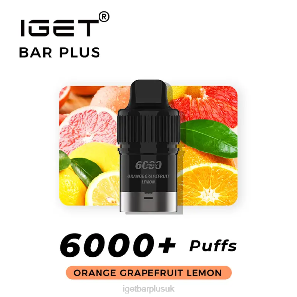 IGET Sale | Nicotine Free IGET Bar Plus Pod 6000 Puffs Orange Grapefruit Lemon