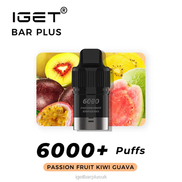 IGET Vape London | Nicotine Free IGET Bar Plus Pod 6000 Puffs Passion Fruit Kiwi Guava