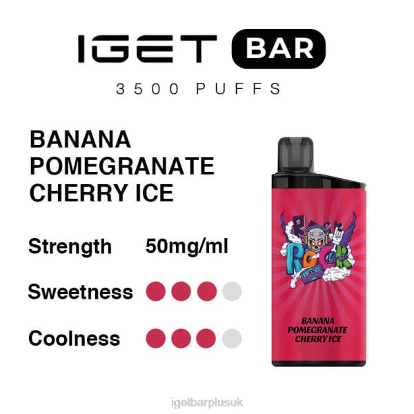 IGET Bar Vape UK | IGET Bar 3500 Puffs Banana Pomegranate Cherry Ice