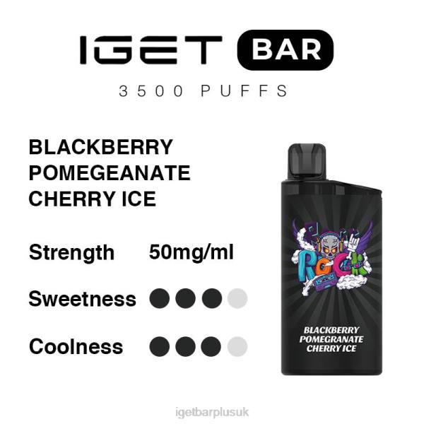 IGET Bar Vape UK | IGET Bar 3500 Puffs Blackberry Pomegranate Cherry Ice