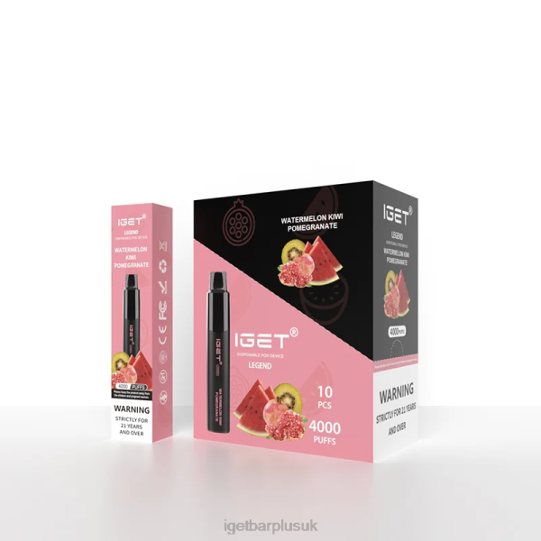 IGET Vapes UK Wholesale | IGET Legend 4000 Puffs Watermelon Kiwi Pomegranate