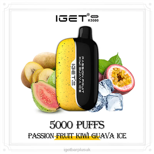 IGET Bar UK | IGET Moon 5000 Puffs Passion Fruit Kiwi Guava Ice