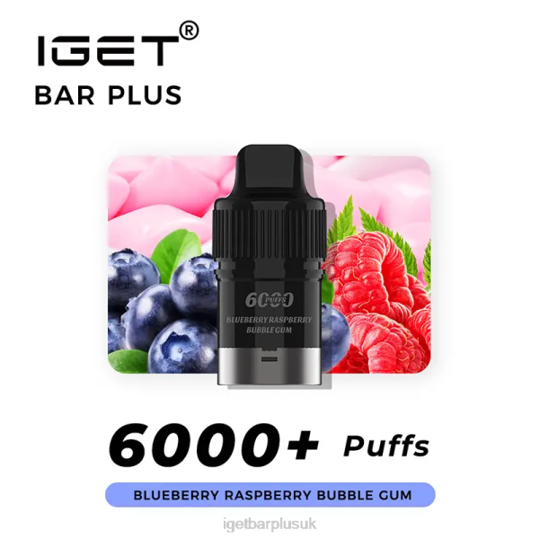 IGET Bar UK | IGET Bar Plus Pod 6000 Puffs Blueberry Raspberry Bubble Gum