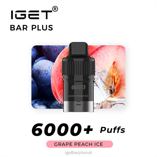 IGET Disposable Vape UK | IGET Bar Plus Pod 6000 Puffs Grape Peach lce
