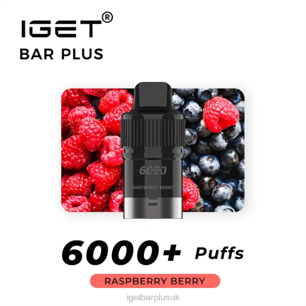 IGET Vapes UK Wholesale | IGET Bar Plus Pod 6000 Puffs Raspberry Berry