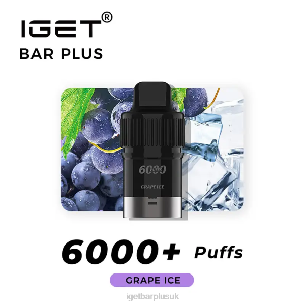 Online IGET Vapes | IGET Bar Plus Pod 6000 Puffs Grape Ice